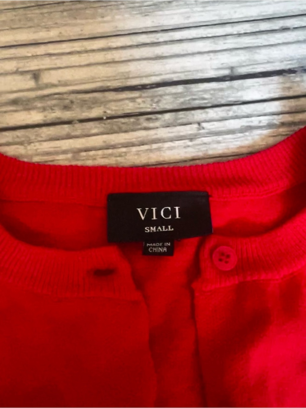 VICI Red Cropped Button-Up Cardigan - Small - Picture 2 of 4